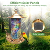Untimaty Solar Bird-Feeder for Outside Hanging Mosaic Solar Powered Garden Lantern Light Bird-House Wild Hanging Birdfeeder