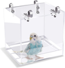 Saderoy Bird Bath Cage, No-Leakage Bird Bathtub with Hanging Hooks Cage Accessory for Small Bird Parrots Lovebirds Canary Portable Shower