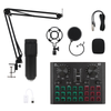 Professional BM800 HD Free Drive USB Condenser Microphone Kit + V8 plus Sound Card with Stand Mount