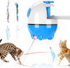 Cat Toys Interactive, Cat Laser Toy & Cat Feather Toys 2 in 1, Rechargeable Cat Laser Toys for Indoor Cats, Shutdown Automatic Cat Toy Interactive with Many Replacement Accessories for Kitten