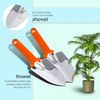BNCHI Gardening Tool Set, 11 Pieces of Stainless Steel Garden Tools, with Portable Gardening Tool Bag, Anti-Rust Ergonomic Handle, for Men and Women (Silver and Orange)