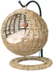 YoSpot Hand Made Wicker Cat Bed Basket Swinging Pet House Nest for Small Dog Cat with Cushion