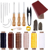 BUTUZE Complete Leather Craft Tool Sets 42 PCS DIY Craft Supplies for Beginner-Hand Sewing Tools for Stitching/Cutting/Punching Canvas/Leather Craft DIY