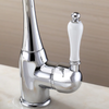 Brass Deck Mounted Kitchen Faucet,Chrome Finish Single Handle One Hole Rotatable Traditional Kitchen Taps with Hot and Cold Water