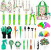 AILUKI 83 Pcs Garden Tools Set Succulent Tools Set,Heavy Duty Floral Gardening Kit with Storage Organizer and Hand Gloves,Adorable Outdoor Gardening Gifts Tools for Women