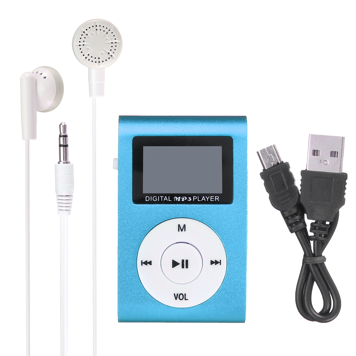USB Clip MP3 Player LCD Screen Lossless Sport Music Player with Earphones Support 32GB Micro SD TF Card