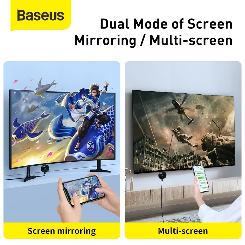 Baseus Wireless Screen Adapter 4K HD Display 2.4G/5G Media Video Streamer TV Stick Wifi Screen Mirror Receiver for TV Phone