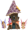 Solar Powered Fairy House Gift Set with Figurine Accessories– Miniature Mushroom Decorations- Outdoor Garden, Yard, Lawn & Patio Décor with Small LED Lights– Mini Resin Statue and Sculpture Ornaments