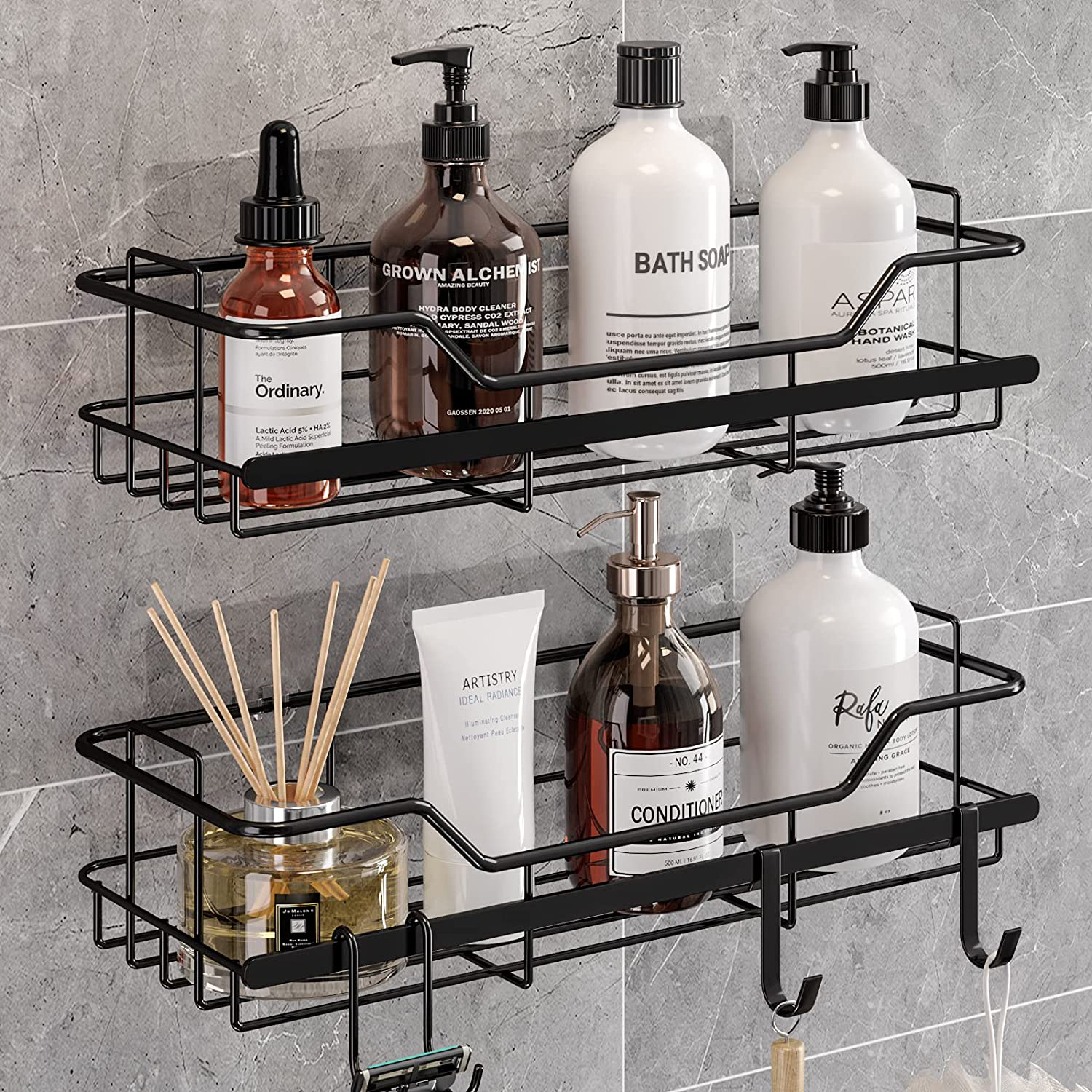 Matte Black Shower Caddy, Adhesive Shower Shelf for Inside Shower