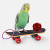 Oruuum Mini Bird Parrots Toys Set, 1 Pcs Mini Metal Shopping Cart, 1 Pcs Bird Skateboard, 1 Set Training Toss Rings, 1 Set Basketball Training Toys, Pet Bird Educational Toys