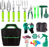 52 Pieces Garden Tools Set, Heavy Duty Gardening Tools with Non-Slip Rubber Handle, Durable Storage Tote Bag, Pruning Shears, Knee Pads, Plant Labels, Gardening Supplies Gifts for Women