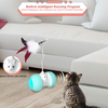 BurgeonNest Automated Cat Toys for Indoor Cats, Cute Interactive Toy Balls with Mouse and 3 Feathers for Kitten 2 Speeds 3 Modes USB Charging