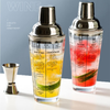 zllgf Hand Cocktail Shaker Glass with Graduated 680Ml Bar Shakers Cup Wine Mixing Fruit Juice Cup Water Bottle Bartender Tools