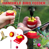 1PC Handheld Hummingbird Feeder with Suction Cup, Window Multifunctional Mini Hummingbird Feeder, Outdoor Small Bird Feeder Kit Includes Cleaning Brush (Red Lid)