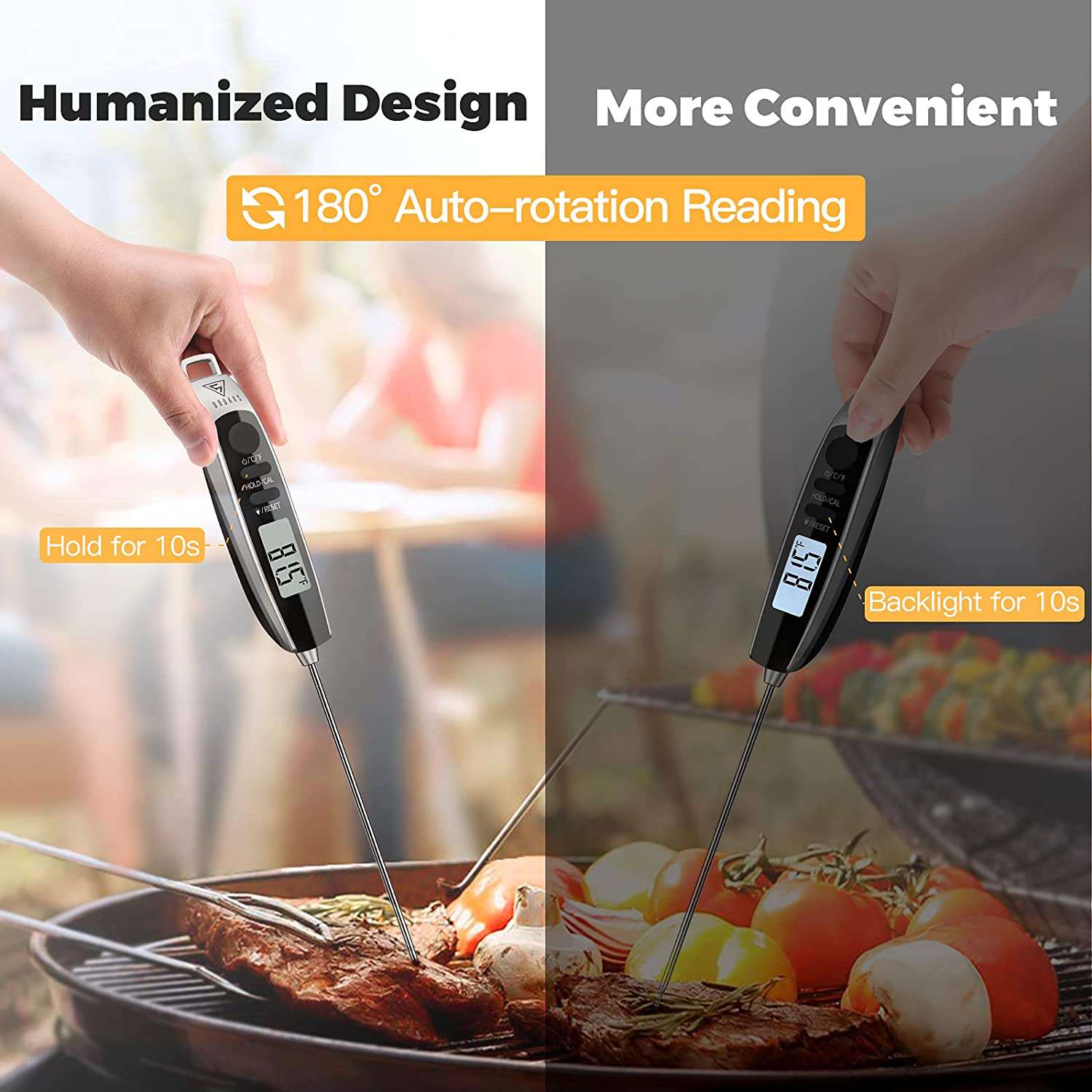  DOQAUS Digital Meat Thermometer, Instant Read Food Thermometer  for Cooking, Kitchen Thermometer Temperature Probe with Backlit &  Reversible Display: Home & Kitchen