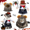 Xuniea 2 Pieces Pet Dog Cat Halloween Costumes Pet Halloween Cowboy Uniform with Hat and Lion Mane Hat, Cosplay Apparel for Small Dog Cat Puppy Pet