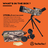 TecTecTec SPROWILD Spotting Scope 20-60x60 with Tripod Waterproof-Phone Adapter-Soft Bag BAK4-FMC for Hunting and Target Shooting and Watching Wildlife Scenery - Camo