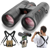 10x42 Ultra HD Binoculars with Phone Adapter and Harness - 24mm Large View Eyepiece, Edge-to-Edge Sharpness, 6.5° Wide Angle Field of View - Lightweight Waterproof Binoculars for Bird Watching Hunting