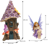 Solar Powered Fairy House Gift Set with Figurine Accessories– Miniature Mushroom Decorations- Outdoor Garden, Yard, Lawn & Patio Décor with Small LED Lights– Mini Resin Statue and Sculpture Ornaments