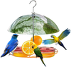 SUQ I OME Oriole Bird Feeder, 3 Types Food, Orange Halves Fruit, Drinking Nectar and Grape Jelly Hummingbird Feeders, Outdoor Metal Hanging Adjustable Dome Proof Squirrel and Larger Birds Baffle