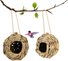 Humming Bird House Outdoor,Hand Woven Hummingbird Houses for Outdoors Hanging,Set of 2 Grass Hummingbird Nest for Outside Inside Decoration, 4.72’’×4.71’’Humming Bird Gift