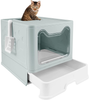 voopet Foldable Cat Litter Box with Lid, Dog Proof Large Cat Litter Pan Drawer Type Cat Potty with Cat Litter Scoop Easy to Scoop & Anti-Splashing, 20" L x 16" W x 15" H