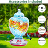 Viajero Hummingbird Feeders for Outdoors, Large 38oz Hand Blown Glass Leak-Proof Hummingbird Feeder with 4 Perch & Ports, Ant Moat & S-Hook, Easy to Fill Wash
