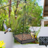 KVISTER Hanging Bird Feeder for Outside, Finch Feeder Tray, Metal Craft Hanging Wild Bird Feeders for Garden Backyard Outdoor Decoration Attracting Birds(2PCS)