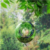 Evergreen Garden Glass Circle Bird Feeder in Green Swirl - 9 x 3.5 x 9 in - Colorful Hanging Birdfeeder for Birdseed Bird Accessories for Home Garden and Yard