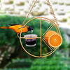 Metal Hanging Oriole Bird Feeder with Fruit Holder, Removable Drink Glass Drinking Grape Jelly Container Hummingbird Feeder for Outdoor Garden Patio Trunk Outside,Orange
