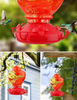 Hummingbird Feeders for Outdoors, 2 Pack, Hand Blown Glass Hummingbird Feeder for Hummer Birds Lovers, Leak-Proof, Easy to Clean and Fill, Include 2 Hooks,2 Clean Brush, 2 Hanging Rope