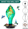 BQYPOWER Hummingbird Feeder for Outdoors Hanging, Large 42 Ounces Hummingbird Nectar Capacity Hummingbird Feeders Hand Blown Glass, Humming Wild Bird Feeder Include Moat Hook, Hanging Wires, S-Hook