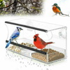 Large Acrylic Window Bird Feeder with Removable Tray Suction Cups & Drain Holes Bird Feeder Outdoor Decor Bird feeders for Outside Yard Decor Bird House Bird feeders Oriole Feeder Outside Decor