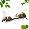 STULANBO Clear Bird Feeder Window Mount Outdoor Bird Feeders with Strong Suction Cups Removable Seed Tray Large Outside Hanging Birdhouse Weatherproof Drain Holes