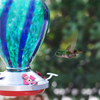 LaElvish Garden Hummingbird Feeder, Hand Blown Glass Hummingbird Feeders for Outdoors Hanging, 4 Feeding Perch, with Ant Moat, Hanging Hook, Leakproof 34 Ounces (Party Balloon)