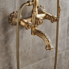 Shower Faucet Set - Handshower Included pullout Vintage Style / Country Antique Brass Mount Outside Ceramic Valve Bath Shower Mixer Taps
