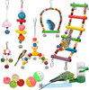 14 Pcs Bird Toys - Hanging Birds Cage Toys, Bells, Swings, Ladder, Chewing Toys, Rattan Balls, Molar, Water Feeder for Small and Medium Parrots, Parakeets, Cockatiels, Conures, Love Birds, Finches