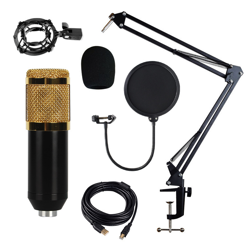 Bakeey BM-828 Adjustable Studio Mic USB Condenser Sound Recording Microphone with Stand for Live Broadcast Podcasting