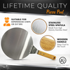 Metal Pizza Peel with Handle by ABIGAIL AND GREY - Stainless Steel Pizza Paddle and Pizza Spatula for Baking Homemade Pizza and Bread - Round 10" with Wood Handle