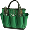Gfuny Garden Tote, Garden Tote Bag with Pockets (8 Pockets), Garden Tote Large Organizer Bag with Side Pockets & Handles (Tools Not Included - Dark Green)