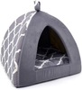 Best Pet Supplies Pet Tent-Soft Bed for Dog and Cat Gray Lattice, 16" x 16" x H:14"