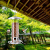 Gtongoko Metal Tube Bird Feeder for Outside Hanging, 10.2 Inch Clear Plastic Wild Bird Feeder for Outside Hanging,Circular Perch for More Birds