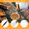 Aluminum Pizza Peel Set -Round Pizza Peel 8 Inch&16 Inch Pizza Paddle Brush& 13 Inch Pizza Cutter Set, Perforated Turning Pizza Shovel Pizza Peel for Baking Pizza Bread or Pastry
