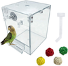 PINVNBY Acrylic Parrot Bath Box,Bird No-Leakage Bathtub for Cage Hanging Tube Shower Box Cage Accessory with Water Injector and Balls Toys for Small Pet Birds,Budgies,Lovebirds,Canary(6 Pcs)