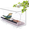 YestBuy Acrylic Window Bird Feeder for Outside, Removable Seed Tray with Drainage Holes, Extra Strong Suction Cups, Let You Enjoy Close Interaction with Birds Staying at Home