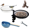 Crayem Bird Feeder Bath Combo Set Deck Rail Mounted Complete with Dual Function Seed Scoop/Feed Bag Clip