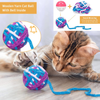 Cat Toy Balls, Woolen Yarn Cat Ball with Bell Inside and Cat Spring Toys, Cat Toys for Indoor Cats, Interactive Cat Chew Toys for Kittens, 6 Pack