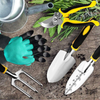 XRMY 8 Piece Garden Tool Set Including Shears, Trowel, Transplanter, Weeder, Cultivator, Rake, Gloves & Bag, Gardening Tools Kit for Weeding, Loosening Soil, Digging, Transplanting (Yellow)