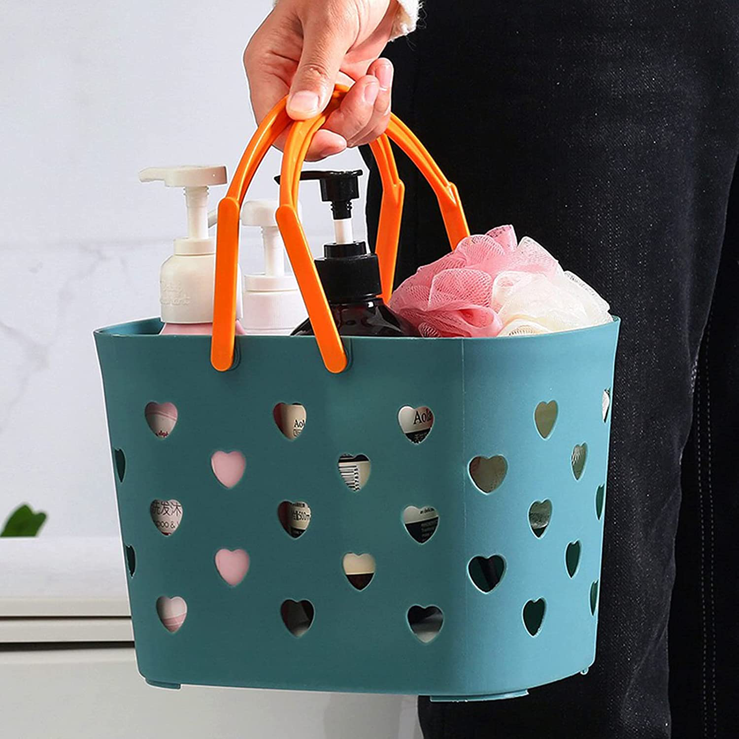 Shower Caddy Basket Tote for College Dorm, Plastic Storage Basket