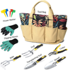 Garden Tool Set for Women, Garden Tools for Gardening with Stylish Floral Tote, Gardening Set, 8 Pieces Garden Kit Heavy Duty, Include Woman Gardening Gloves